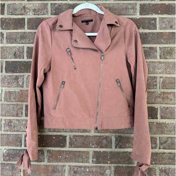 Staccato Mauve Faux Leather Women’s Moto Jacket Size Small - Picture 1 of 9